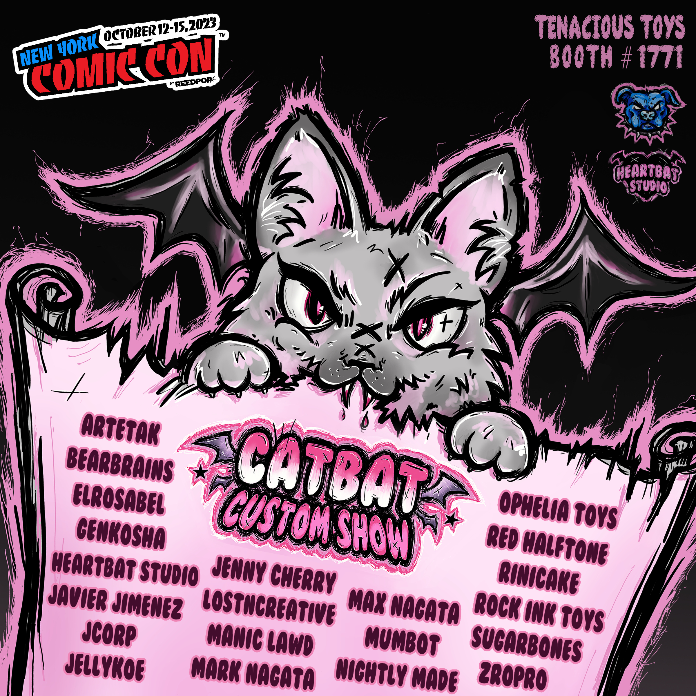 Catbat Custom Show Flyer with Tenacious Toys at NYCC